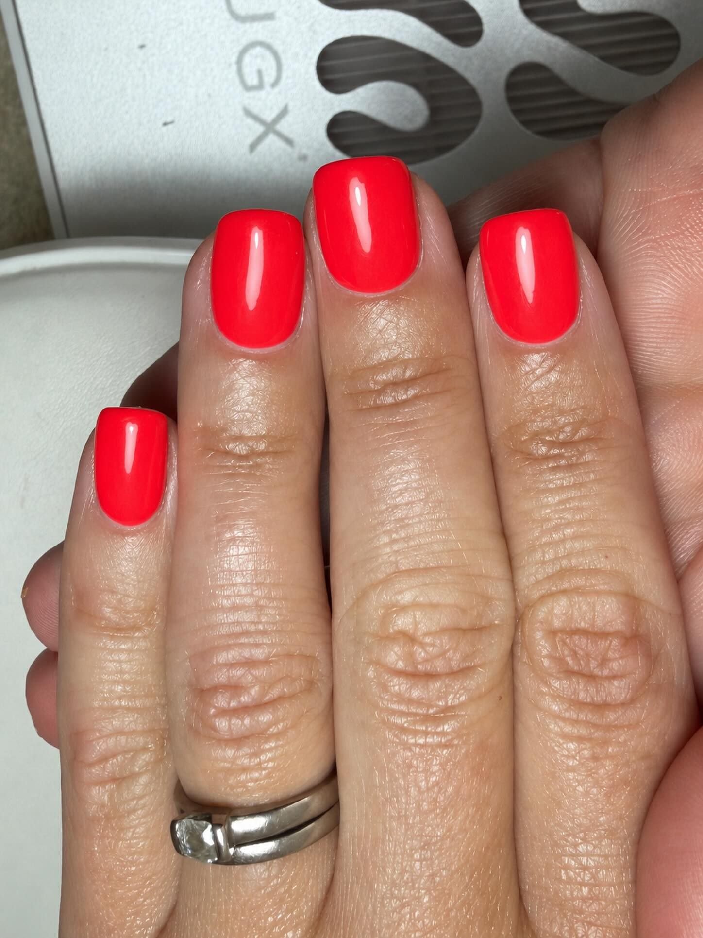 Red gel, squoval by Kings Hill Manicures